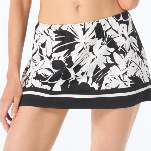 MICHAEL Michael Kors Majesty Palm Swim Cover Up skirt black white - M - Picture 1 of 10